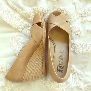 Via Neroli nude wedges, size 9